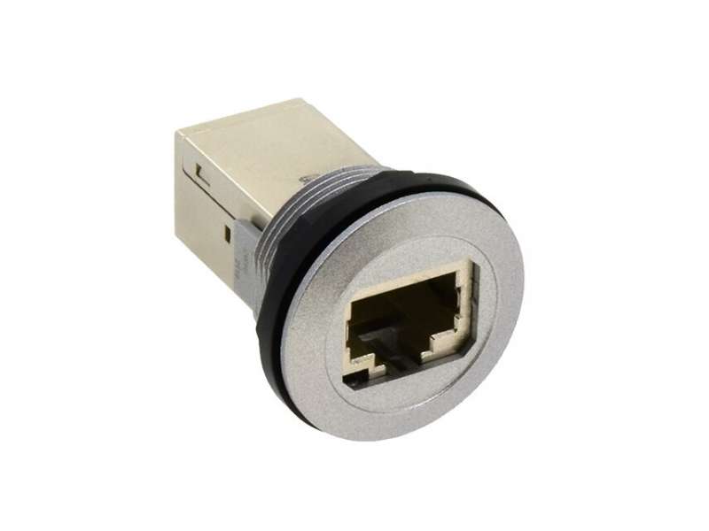 IDEC CW series (Ø22 mm bushing) RJ45 port / 8 pins, black bezel; CW1X-RJ45