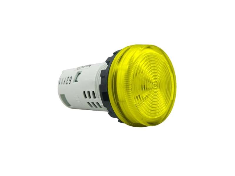 IDEC Pilot light / YW series, Ø30mm button, Plastic bezel , Unibody Yellow 230/240V AC/DC; YW1P-1UQM3Y