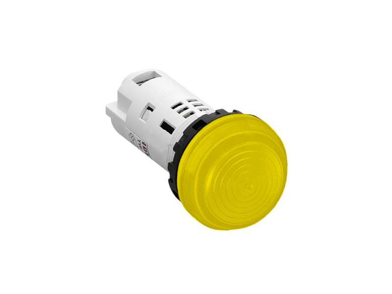 IDEC Pilot light / YW series, Ø30mm dome pilot light /extended button, Plastic bezel , Unibody Yellow 230/240V AC/DC; YW1P-2UQM3Y