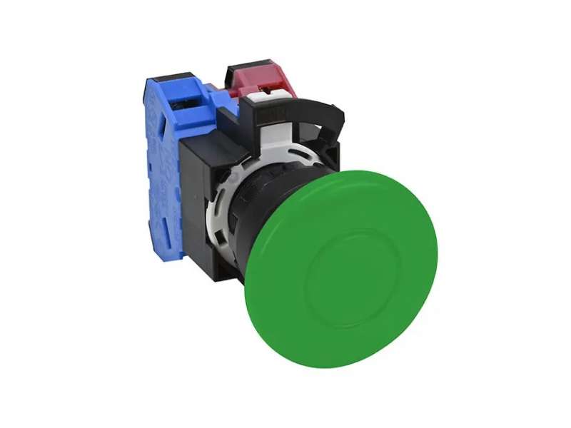 IDEC Pushbutton - non illuminated / HW series, Momentary, Ø40 mm Mushroom , Ø29 Round plastic (black) bezel, round button, 1 x NO 0 x
