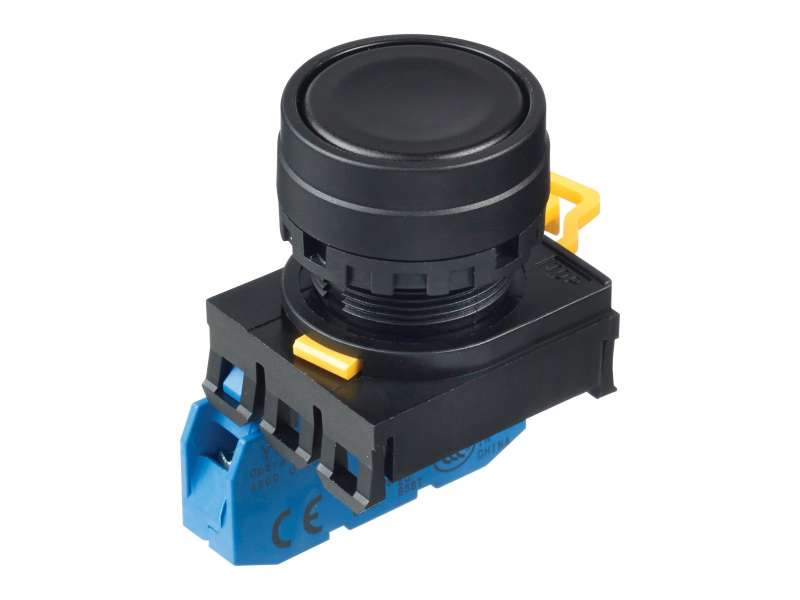 IDEC Pushbutton - non illuminated / YW series, Ø30mm button, Maintained, Plastic bezel , 1NO, 0NC Black; YW1B-A1E10B
