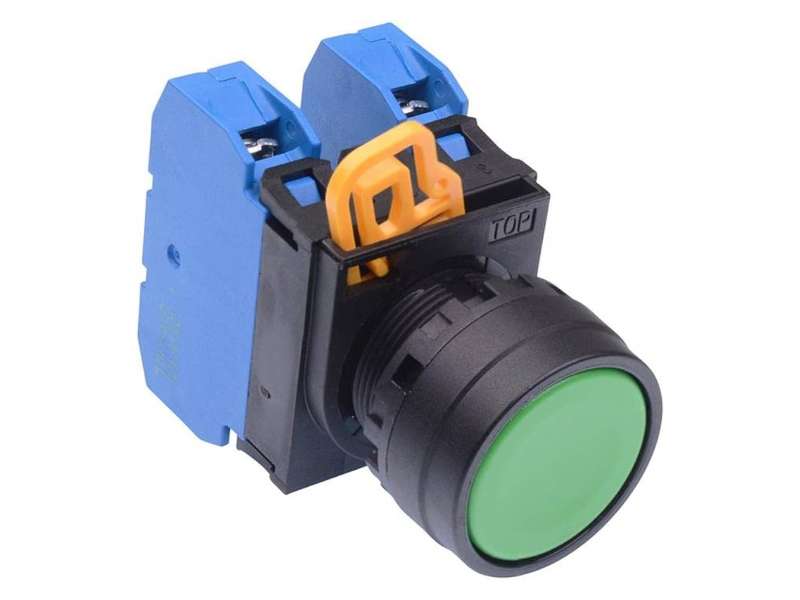 IDEC Pushbutton - non illuminated / YW series, Ø30mm button, Momentary, Plastic bezel , 2NO, 0NC Green; YW1B-M1E20G