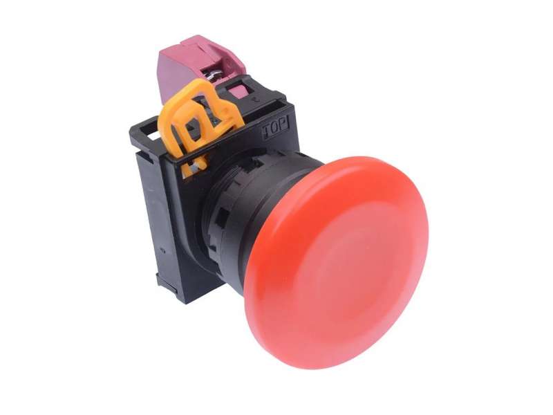 IDEC Pushbutton - non illuminated / YW series, Ø40mm mushroom button, Momentary, Plastic bezel , 0NO, 1NC Red; YW1B-M4E01R
