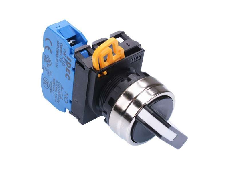 IDEC Selector switches - non illuminated / YW series, 2 positions maintained, Metal bezel, 1NO, 0NC; YW4S-2E10