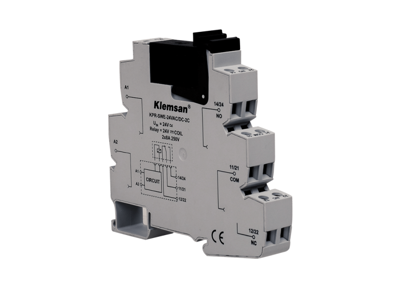 Klemsan 2 C/O 8A PLC Relay KPR-SWE-24VAC/DC-2C; 272540