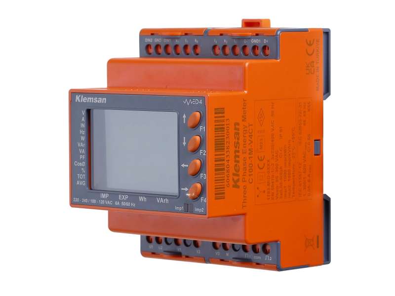 Klemsan 3Ø MID Energy Meter C100-1M-V4CT, 3P4W & 3P3W, need CT, Real Time Clock; 606804