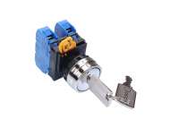 IDEC Key selector / YW series, 3 positions maintained, Metal bezel, Key removable in all positions, 2NO, 0NC; YW4K-3AE20