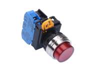 IDEC Pushbutton - illuminated / YW series, Ø30mm dome pilot light /extended button, Maintained, Metal bezel, 1NO, 0NC Red 230/240V AC