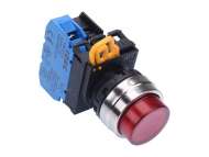 IDEC Pushbutton - illuminated / YW series, Ø30mm dome pilot light /extended button, Momentary, Metal bezel, 1NO, 0NC Red 24V AC/DC; Y