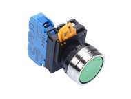 IDEC Pushbutton - non illuminated / YW series, Ø30mm button, Momentary, Metal bezel, 1NO, 0NC White; YW4B-M1E10W