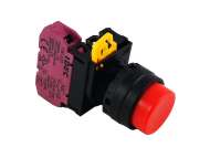 IDEC Pushbutton - non illuminated / YW series, Ø30mm dome pilot light /extended button, Momentary, Plastic bezel , 0NO, 1NC Red; YW1B