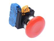 IDEC Pushbutton - non illuminated / YW series, Ø40mm mushroom button, Momentary, Metal bezel, 1NO, 0NC Red; YW4B-M4E10R