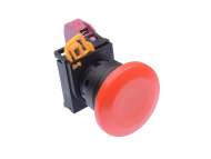 IDEC Pushbutton - non illuminated / YW series, Ø40mm mushroom button, Momentary, Plastic bezel , 0NO, 1NC Red; YW1B-M4E01R