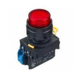 IDEC Pushbutton - illuminated / YW series, Ø30mm dome pilot light /extended button, Momentary, Plastic bezel , 0NO, 1NC Red 24V AC/DC - slika 1